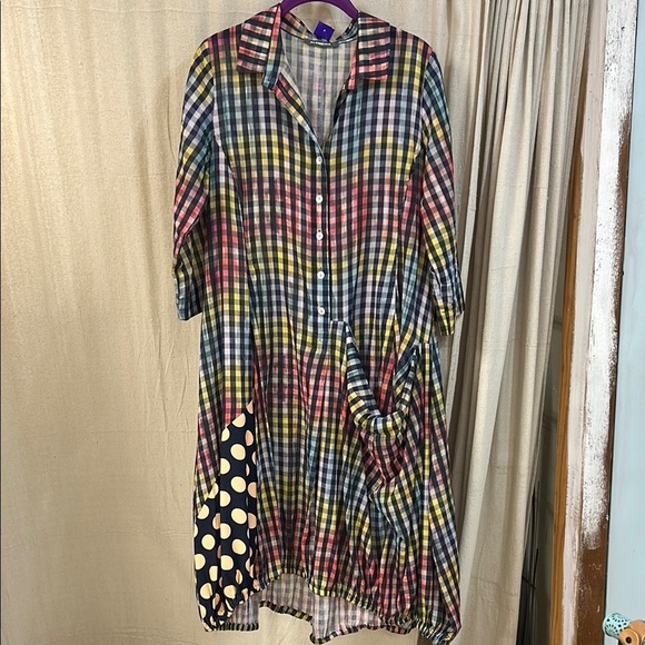 Multi Colored Plaid Midi Dress - Alembika - Picture 1 of 6